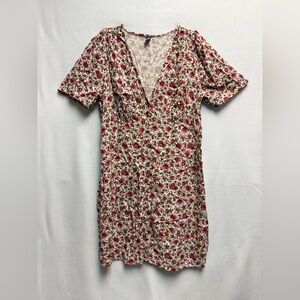 Old Navy Floral V-Neck Dress in White and Pink